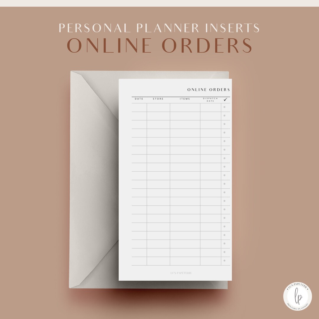 Online Orders Tracker, Printable Personal Planner Inserts, Online ...
