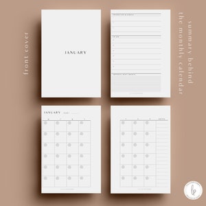 May include: A printable monthly calendar planner with a simple design. The calendar is for January and includes sections for priorities and goals, to do list, improve next month, and notes.