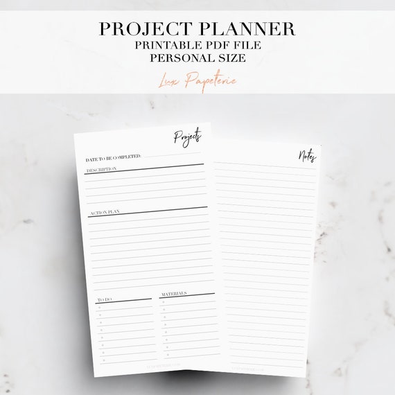 project planner personal planner inserts printable planner etsy paper project planner
