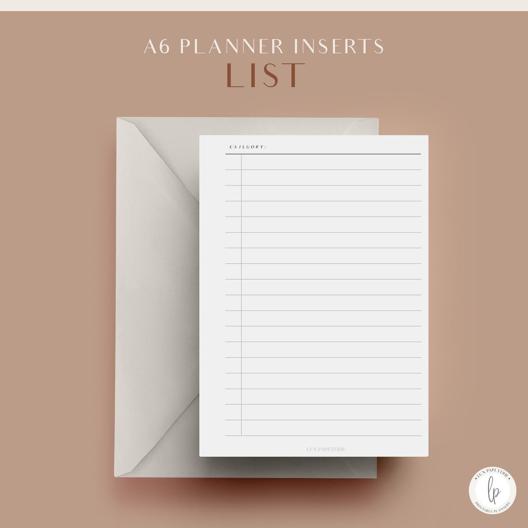 Checklist, Printable A6 Planner Inserts, Printable List, Productivity ...