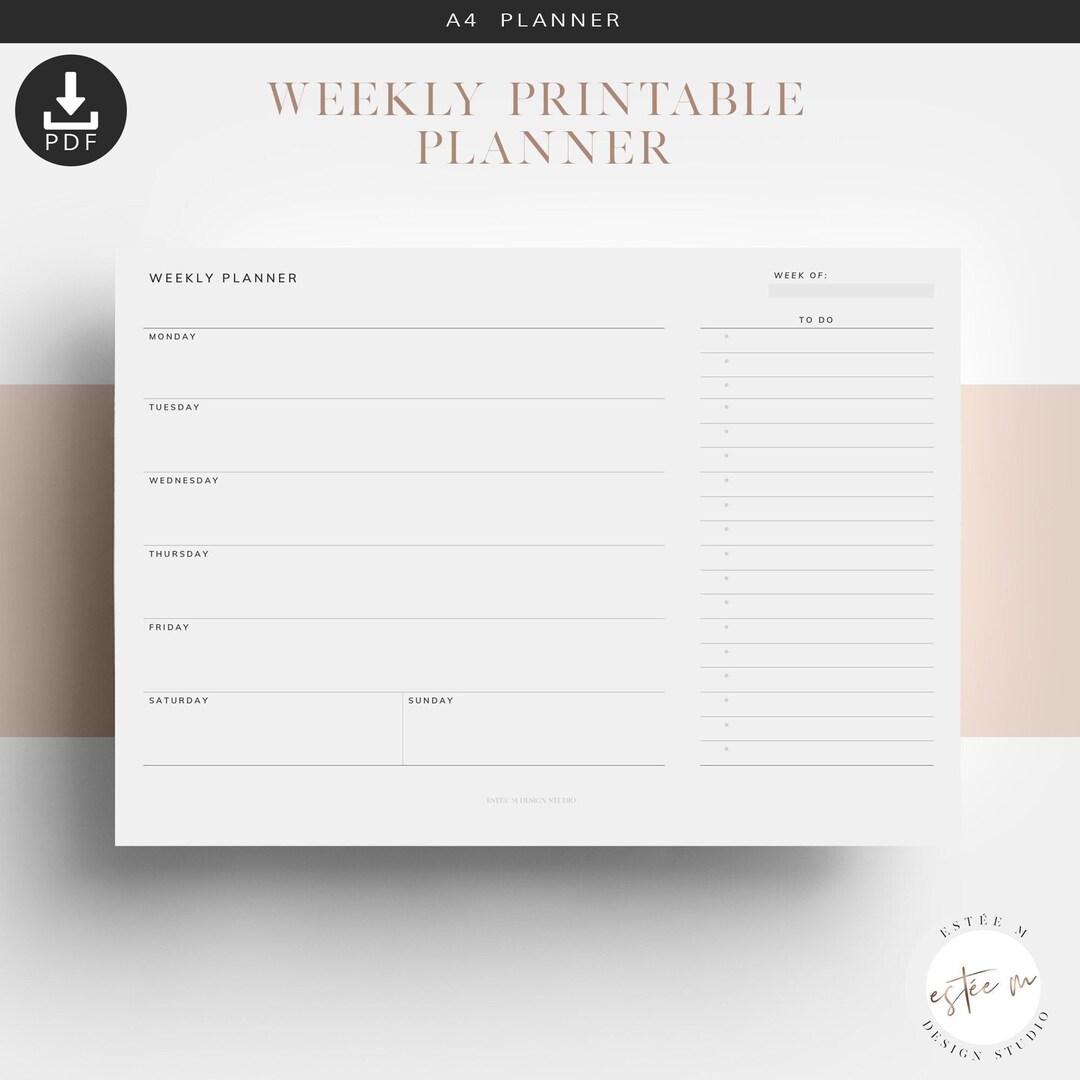 Weekly Desk Planner, Weekly Printable Planner, Office Weekly Planner ...