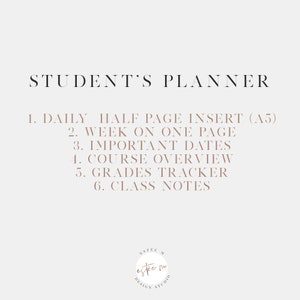 A4/A5 Printable Student's Planner Pack, Printable Planner Inserts ...