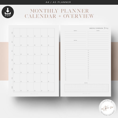 A5 Monthly Planner Inserts Printable Planner Inserts Monthly - Etsy