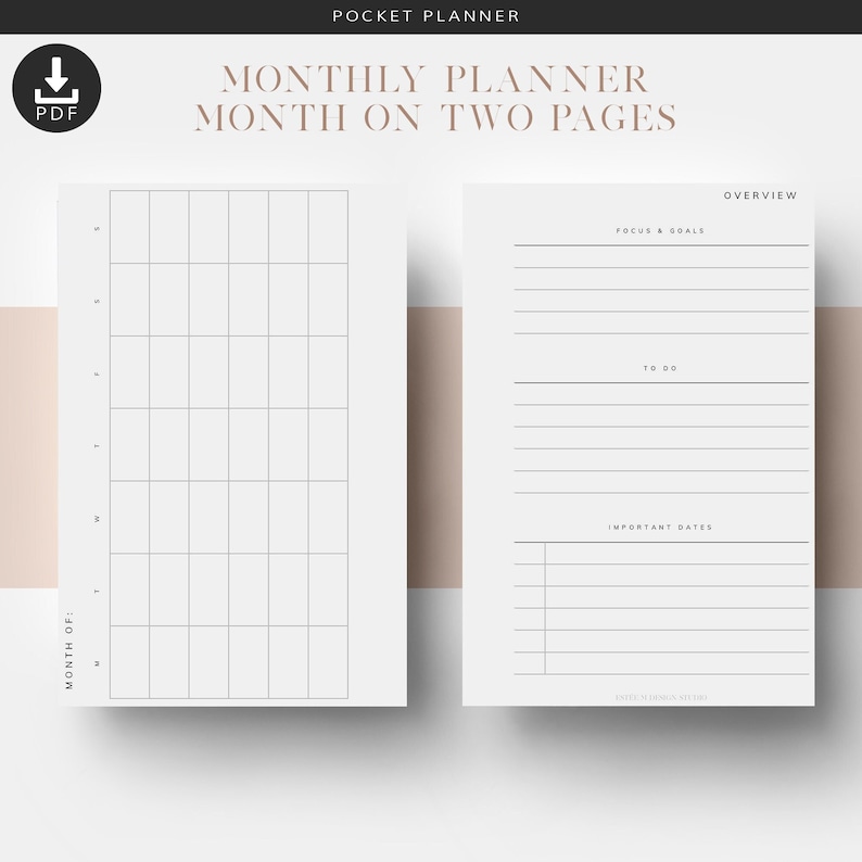 Pocket Monthly Planner Inserts Pocket Printable Planner - Etsy