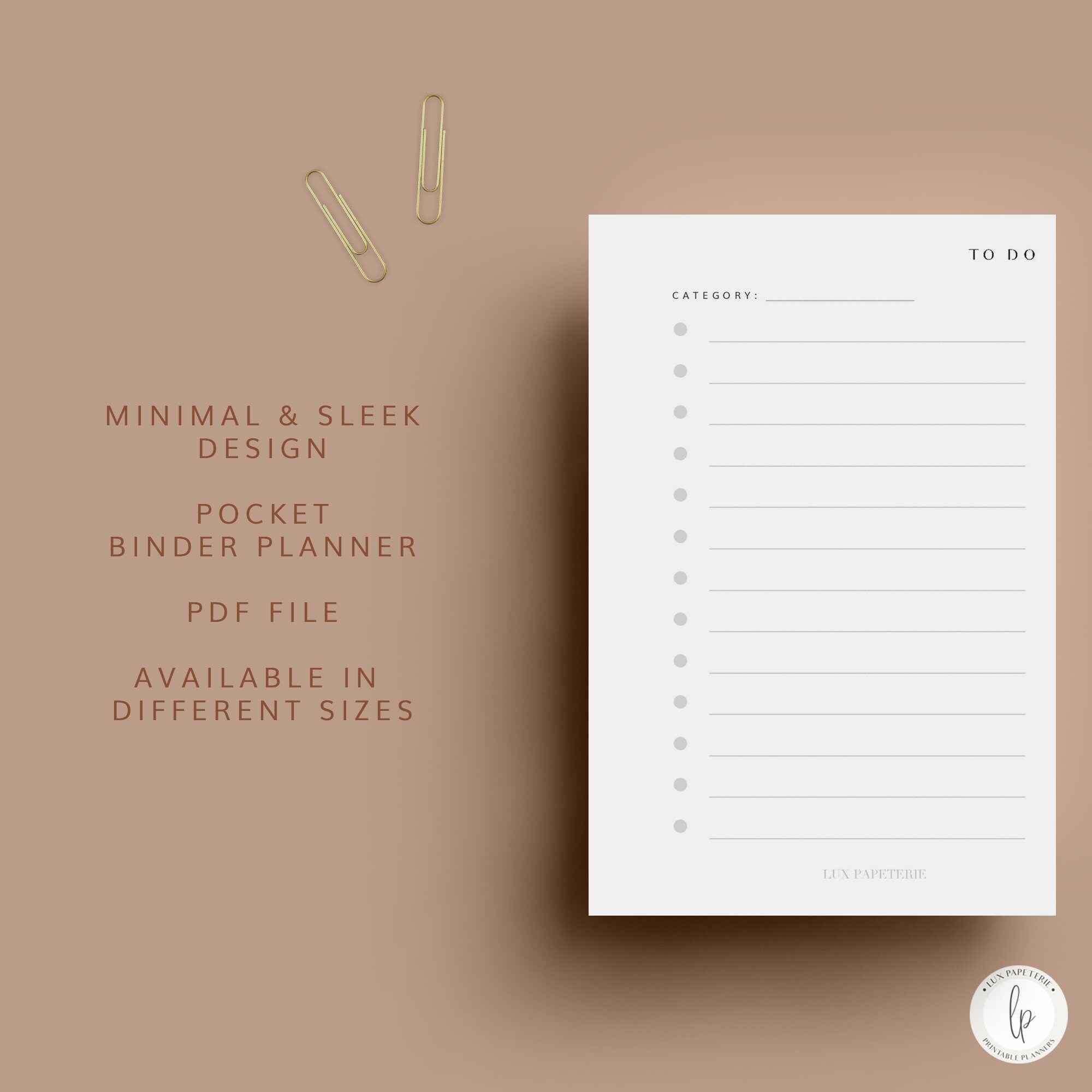To Do List, Printable Pocket Planner Inserts, to Do Checklist ...