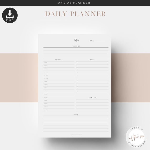 Printable 2024 Daily Planner Dated in French for A4 and A5 Agenda Refill,  Insert With Program, Objective, Menu 