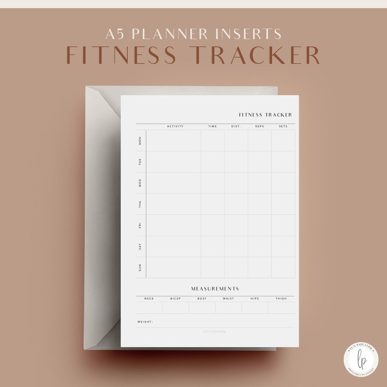 A5 Fitness Tracker, Printable Planner Inserts, Weekly Fitness Tracker