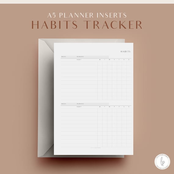 A5 Habit Tracker, Printable Planner Inserts, Planner Tracker, Routine Tracker, Wellness Planner, A5 Planner Refills, Agenda Refills