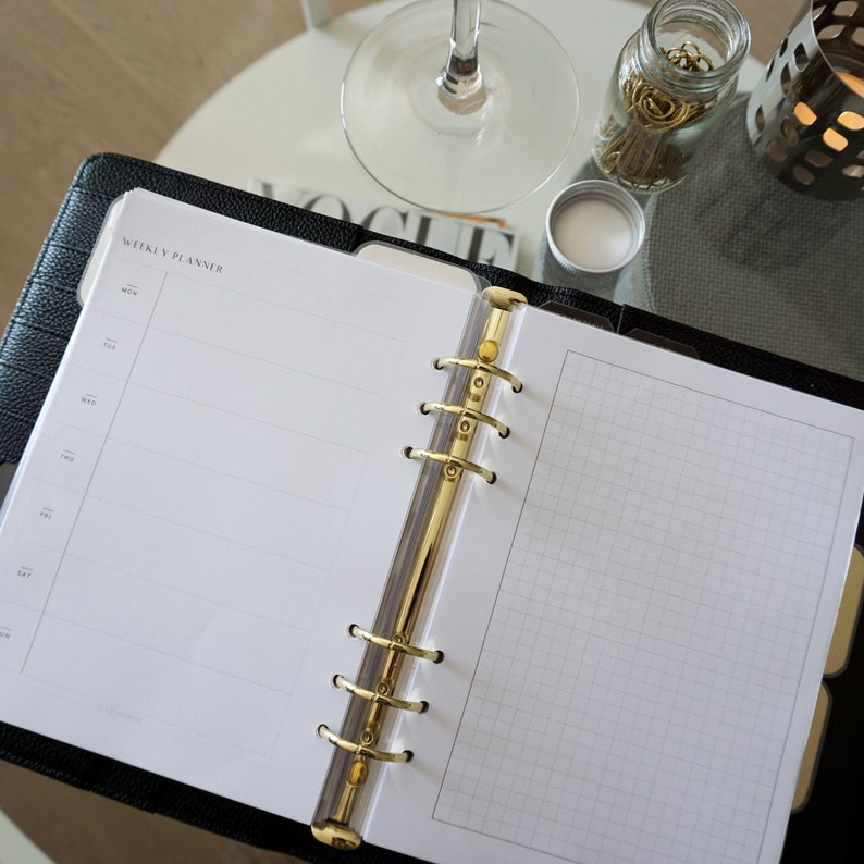 A5 Weekly Planner, Printable Planner Inserts, Week On One Page, A5 Planner Refill, GM Agenda Refill, Hobonichi Weeks Style, Planner Pages image 5