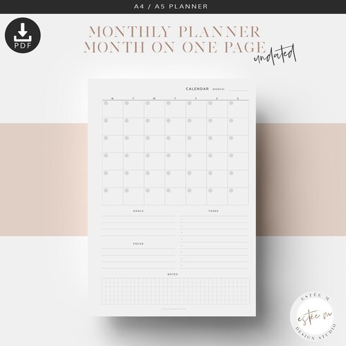 A5 Planner Tracker Printable Planner Inserts Monthly - Etsy