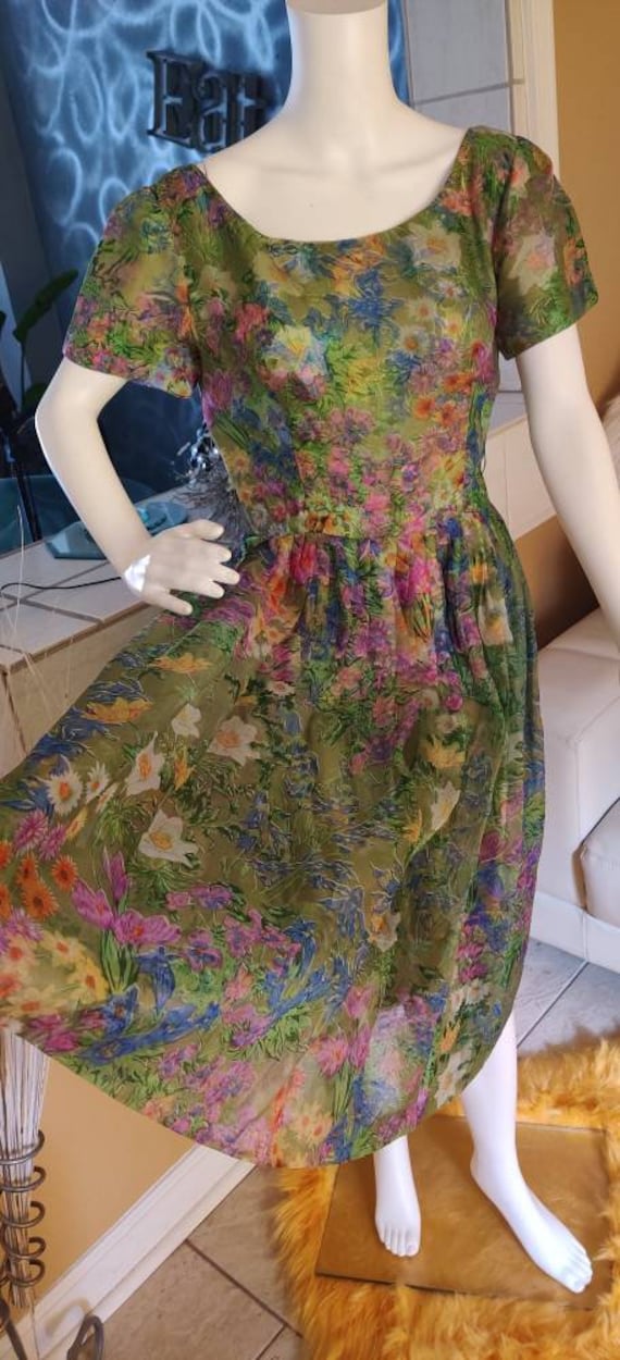 Vintage 1950s Suzy Perette Floral Full 