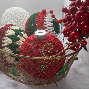handmade ornaments; christmas ornaments; holiday baubles; seasonal decor; boho; bohemian decor; crocheted ornaments; Black-owned Business