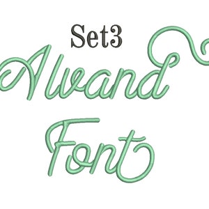 3 Size Alvand Font Set 3 Embroidery Designs, BX fonts Machine Embroidery Designs - 9 File Fomats Pes font