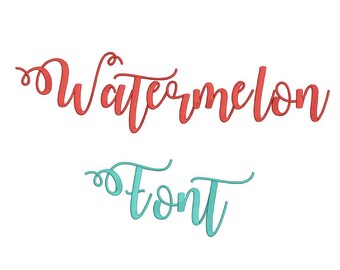 5 Size Watermelon Embroidery Font Embroidery Designs, PES fonts Machine Embroidery Designs - 8 File Fomats