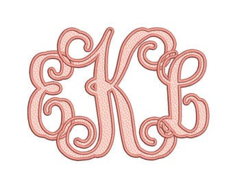 7 Size Interlocking monogram Applique 3 letters monogram Font BX fonts Embroidery Fonts, Machine Embroidery Designs