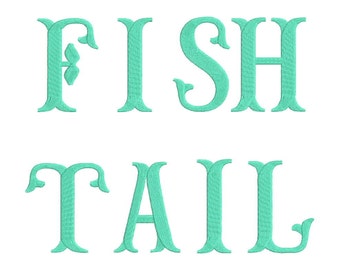 3 Size Large Fish tail Embroidery Font Embroidery Designs, BX fonts Machine Embroidery Designs - 9 File Fomats