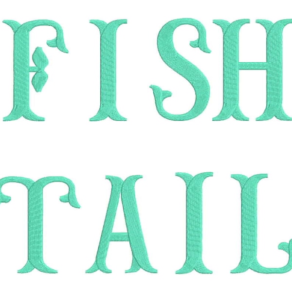 3 Size Large Fish tail Embroidery Font Embroidery Designs, BX fonts Machine Embroidery Designs - 9 File Fomats