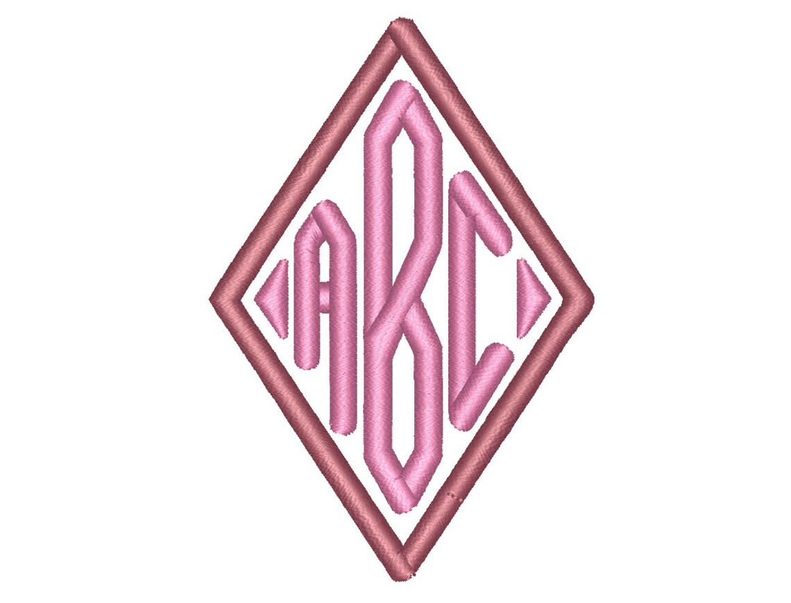 4 Size Diamond Monogram 3 Letters Embroidery Font BX Fonts - Etsy