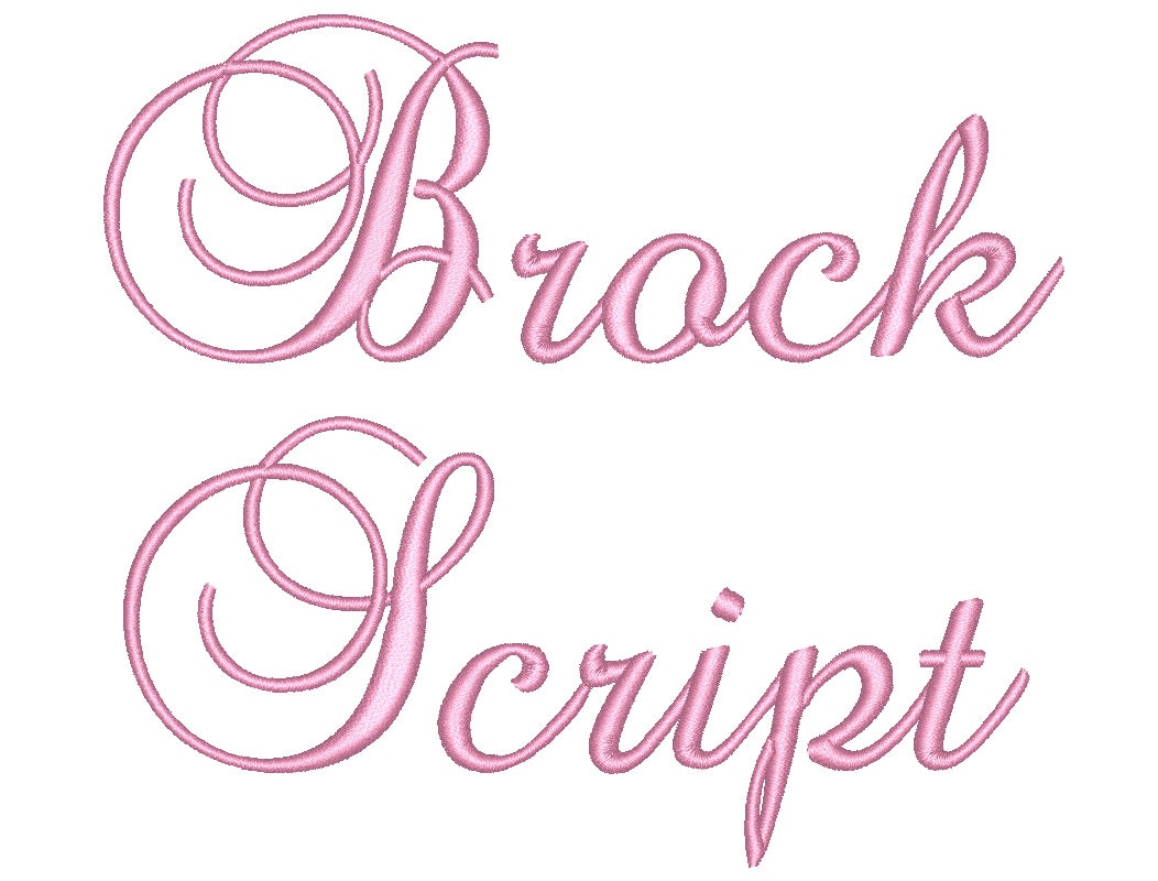 3 Size Brock Script Embroidery Font BX Fonts Machine | Etsy