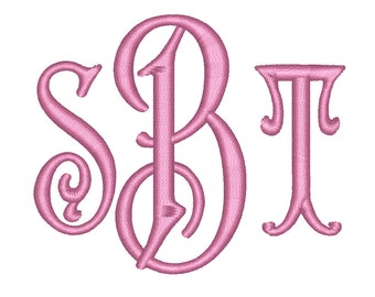 5 Size Carson Monogram 3 Letters Embroidery Font BX fonts Embroidery Fonts, Machine Embroidery Designs