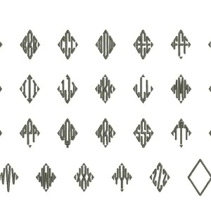 4 Size Diamond Monogram 3 Letters Embroidery Font BX Fonts Embroidery ...