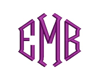 SALE 50% 3 Size Point Diamond Monogram 3 letters Font BX fonts Embroidery Designs, Machine Embroidery Fonts - 9 File Fomats