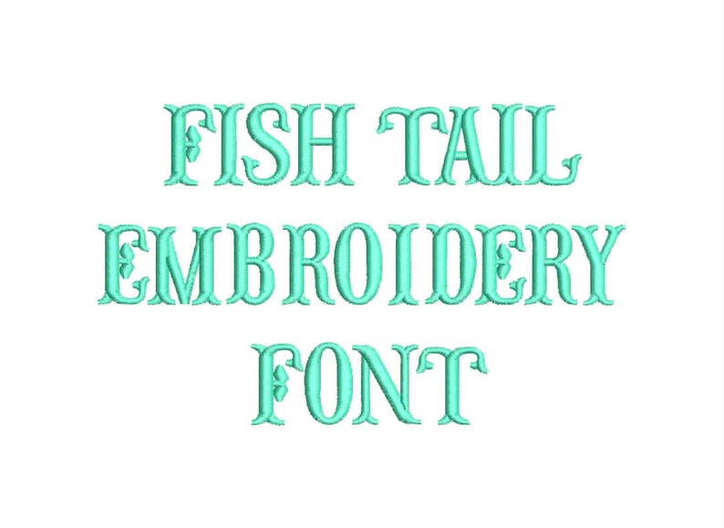 3 Size Fish tail Embroidery Font Embroidery Designs, BX fonts Machine Embroidery Designs 9 File Fomats image 1