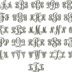 3 Size Interlocking Monogram 3 Letters Embroidery Font BX Fonts ...