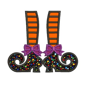 7 tamaño patas de bruja aplique, bordado de Halloween, diseños de bordado, diseños de bordado de la máquina de bordar del niño - 8 fomats de archivo PES