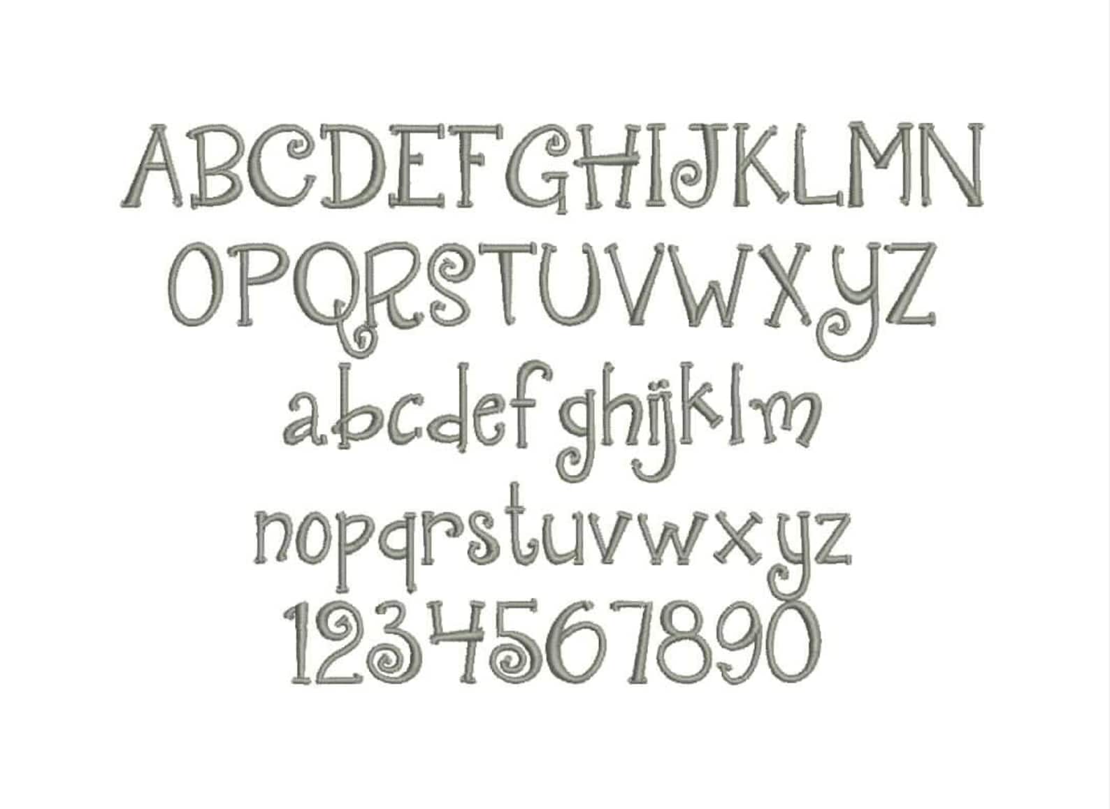 3 Size Quirky Embroidery Font Embroidery Designs BX Fonts Etsy