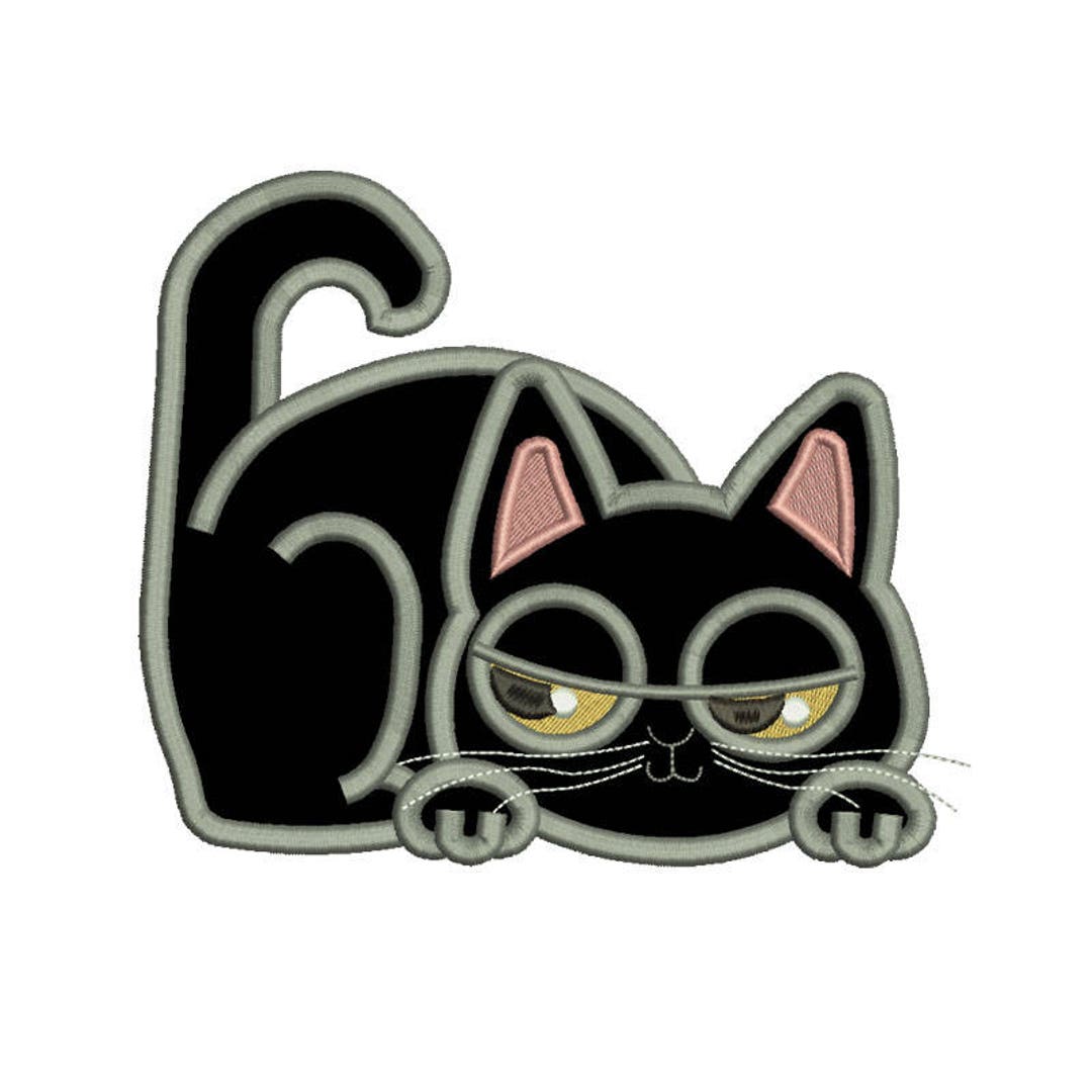 7 Size Black Cat Applique Designs Embroidery Designshalloween Etsy