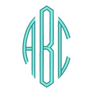 May include: A monogram design featuring the letters A, B, and C in a circular shape. The letters are outlined in a teal blue color and are interlocked.