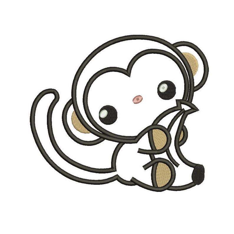 7 Size Monkey Applique Designs Embroidery Designsboy Etsy