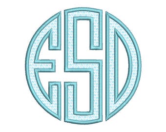 SALE 50% 10 Size Circle monogram applique 3 letters monogram Font BX fonts Embroidery Fonts, Machine Embroidery Designs