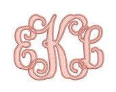 7 Size Interlocking monogram Applique 3 letters monogram Font BX fonts Embroidery Fonts, Machine Embroidery Designs