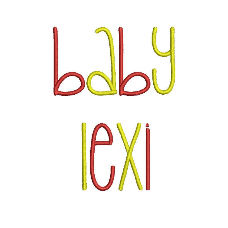 5 Size Baby Lexi Embroidery Font Embroidery Designs BX Fonts | Etsy