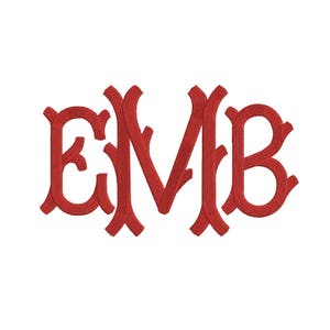 5  Size Large Tagliato monogram 3 letters monogram Font BX fonts Embroidery Fonts, Machine Embroidery Designs