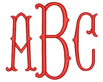 4 Size Fishtail Monogram 3 Letters Embroidery Font BX fonts Embroidery Fonts, Machine Embroidery Designs