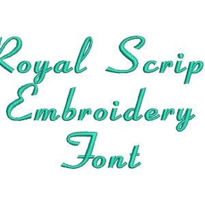 May include: Royal Script Embroidery Font in a teal blue colour.