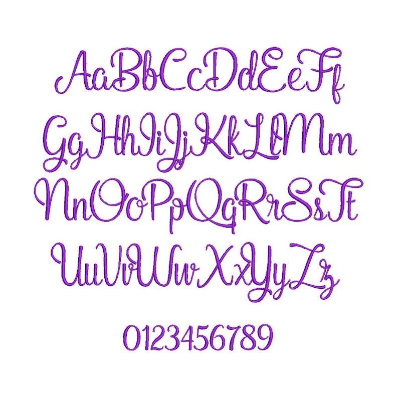 5 Size Aleandra Script Font Embroidery Designs BX Fonts | Etsy