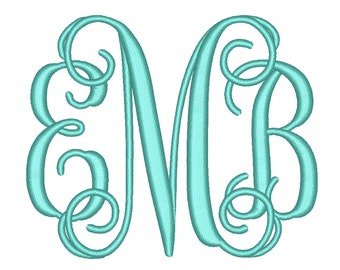 SALE 50% 4 Size Vine monogram 3 letters monogram Font BX fonts Embroidery Fonts, Machine Embroidery Designs