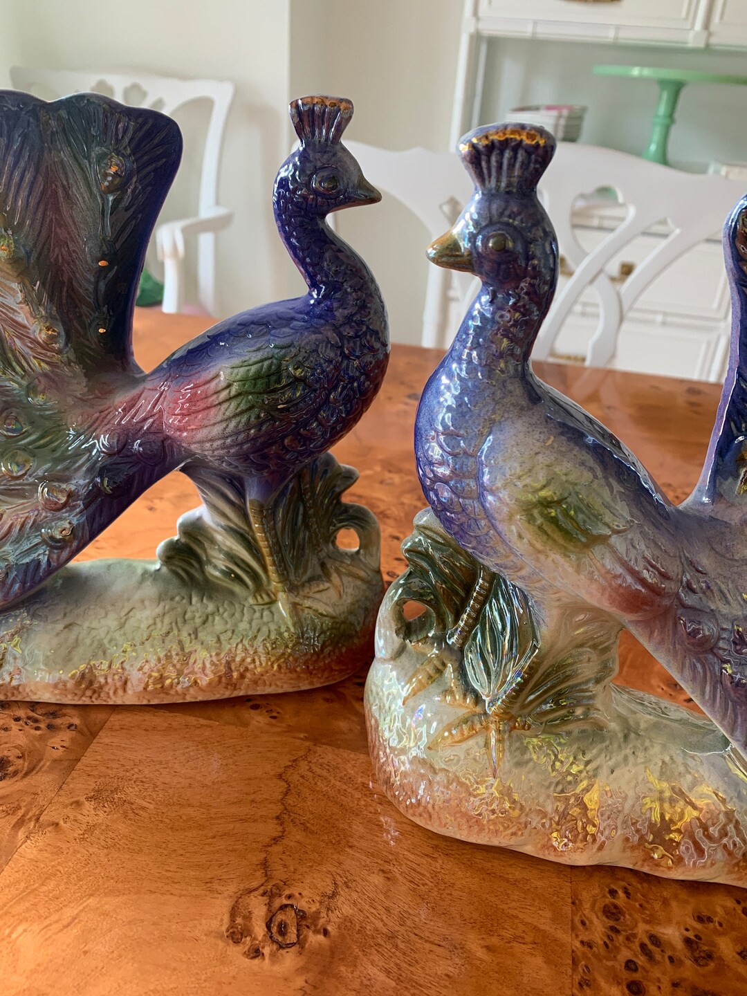 Pair of Vintage Peacock Figurines Etsy