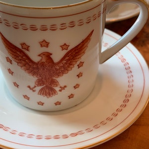 Ethan Allen American Red Eagle Thirteen Stars Cups & Saucers