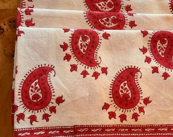 Set of Pomegranate Block Print Red Paisley Napkins