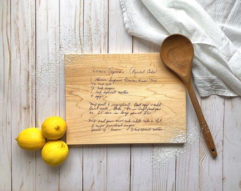 Tabla de corte de receta manuscrita tabla de corte de madera grabada / tarjeta de receta personalizada charcutería y bandeja de servicio