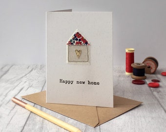 handmade Embroidered house new home card