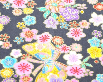 Beautiful Japanese flower motif pink 50 cm * 110 cm