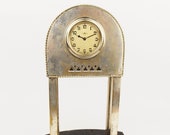 Vintage 1920s Art Deco KIENZLE Alpacca Chrome Plated Table Clock Bakelite Base