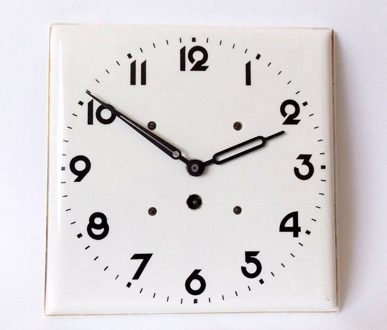 Vintage Art Deco Style 1960s Ceramic Kitchen Wall Clock Made Etsy