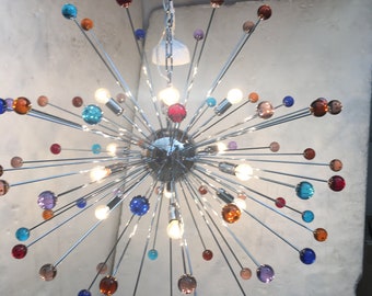 Chandelier murano glass triedo sputnik multicolors very big